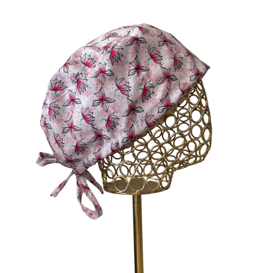 Gorro clínico ajustable - Floral rosa